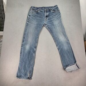 Selvedge Denim Jeans Mens Blue Japanese Slim Straight Whiskers Fits 32x32
